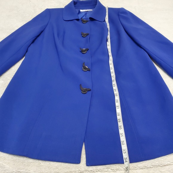 Tahari ASL Royal Blue 3/4 Sleeve Long Blazer Jacket Plus Size 14W Office Classic - Picture 7 of 10